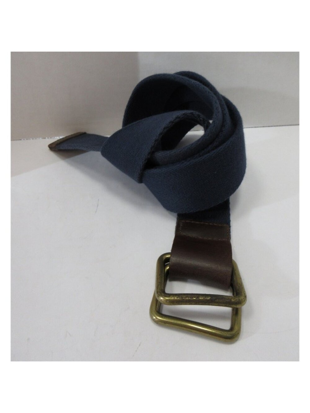 VINTAGE LL Bean Belt 44 D Ring Webbing Leather Trim Cotton Made In USA*